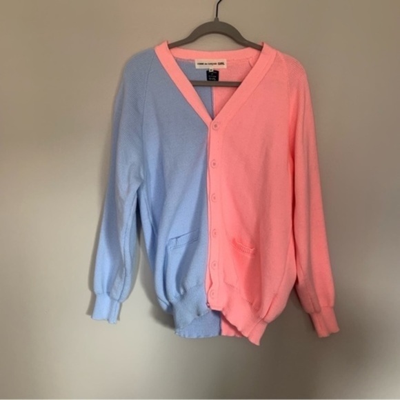 Comme des Garçons GIRL x Lochaven of Scotland Cardigan Colorblock Pink Blue - Picture 3 of 7